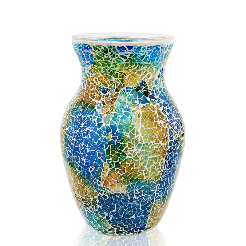 European Colorful Bohemian Mosaic Glass Vase Hydroponic Systems Flower Pot Wedding Living Room Home Decoration Accessories