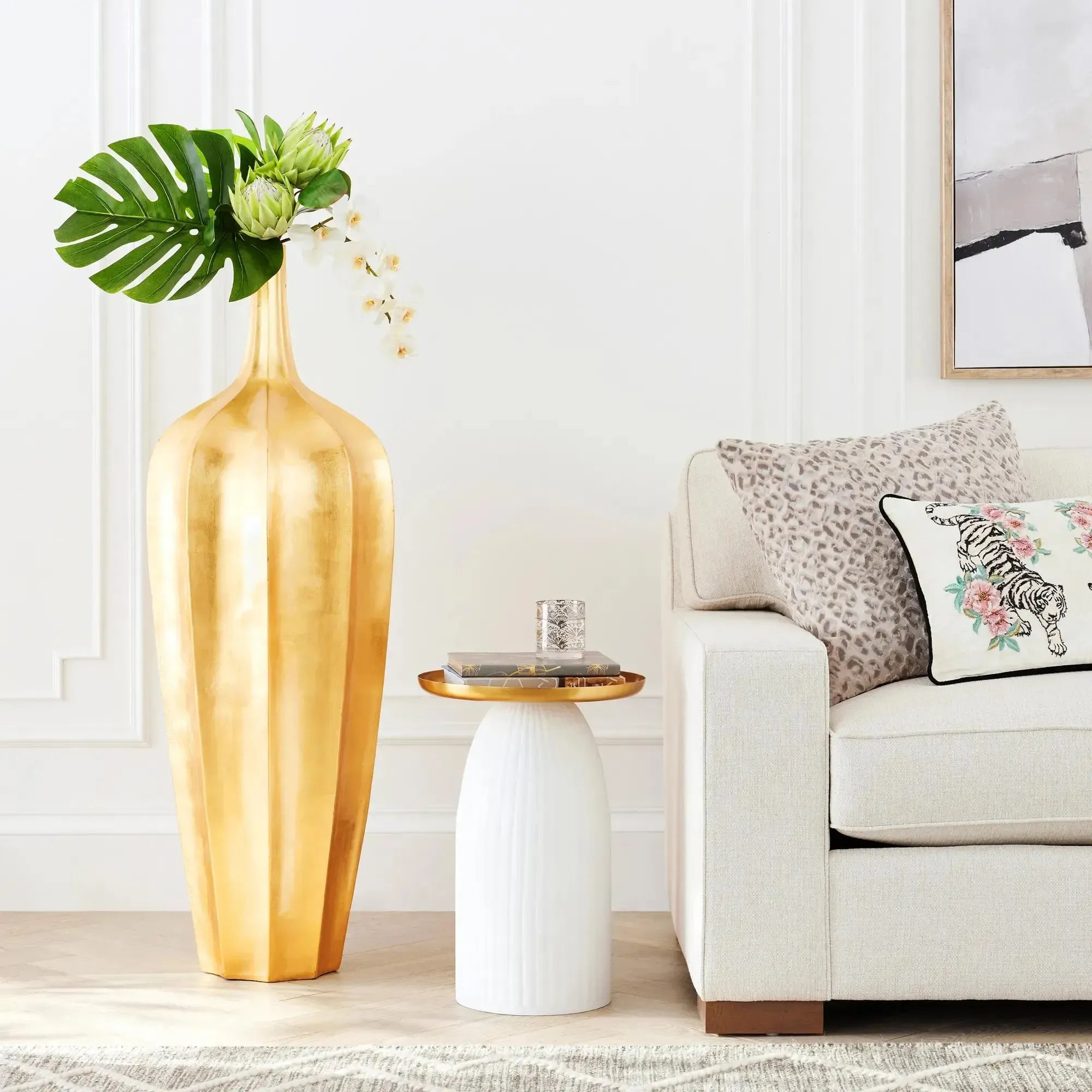 Z Gallerie Accolade Vase Home Decor Accessory Decorative Gold Floral Flowers Design Decoration Modern Plant Vase Luxurious Centerpieces Vases,summerwins