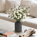 Artificial Flowers in Vase for Centerpieces: Vase with 12 Stems of Mums Kiku Flowers Eucalyptuses Faux Pom Poms Floral Arrangements for Kitchen Island Entryway Table