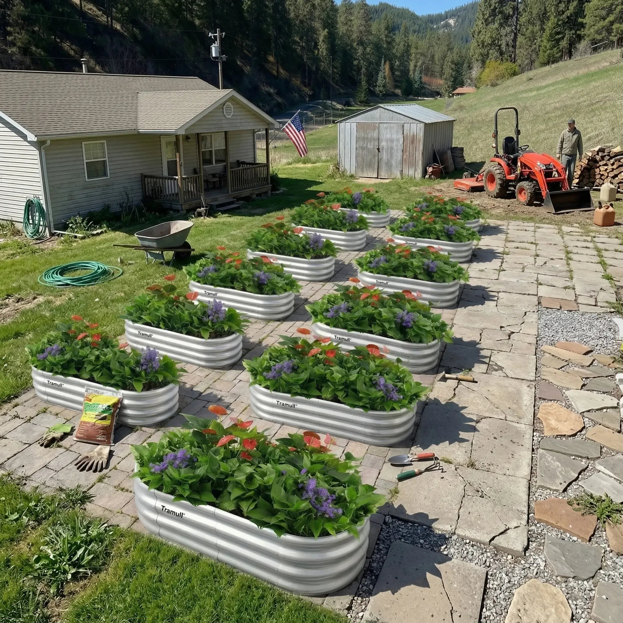 【2026 Upgraded】 4x2x1FT Galvanized Raised Garden Bed Kits, Oval Metal Planter Boxes with Open Bottom, Large Corrugated Steel Garden Bed for Vegetables, Flowers & Herbs, Rustproof & High Stability, Silver
