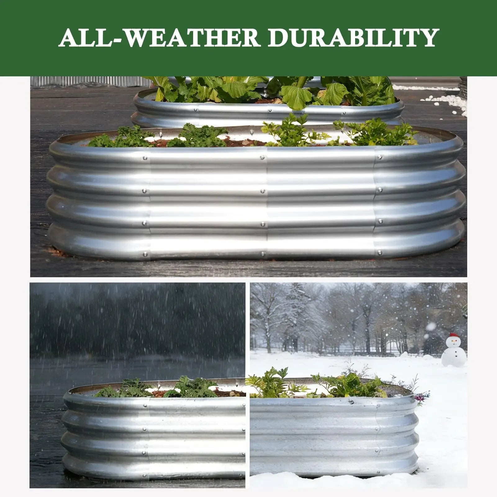 【2026 Upgraded】 4x2x1FT Galvanized Raised Garden Bed Kits, Oval Metal Planter Boxes with Open Bottom, Large Corrugated Steel Garden Bed for Vegetables, Flowers & Herbs, Rustproof & High Stability, Silver