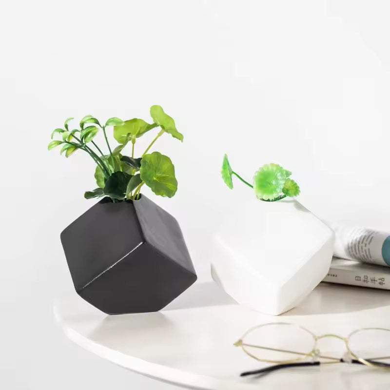 Chinese Ceramic Small Flower Vase Hydroponic Systems Black Zen Green Plant Container Home Decoration Accessories