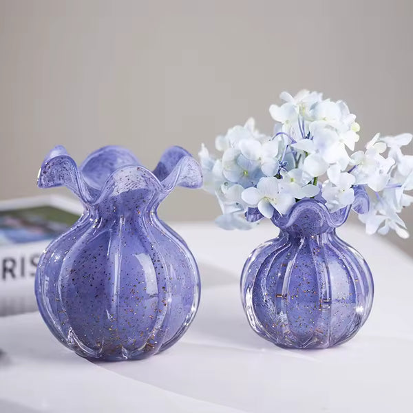 Colored Glaze Vase European Minimalist Floral Edge Glass Hydroponic Fresh Flowers Pot Home Decoration Accessories