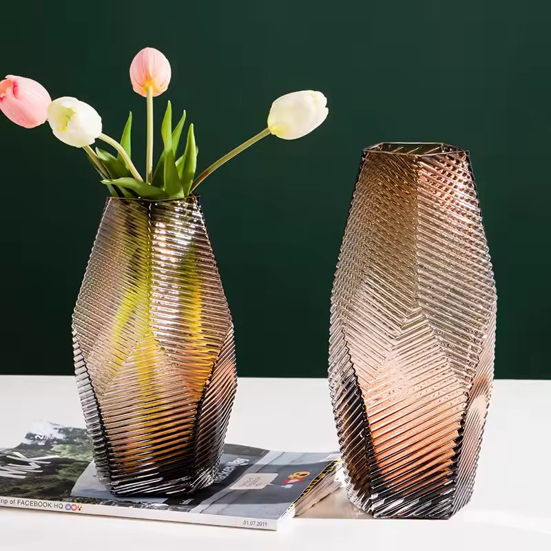 Creative Coffee Colored Glass Vase Fresh Flowers Pot Hydroponic Systems Terrarium Home Decoration Accessories