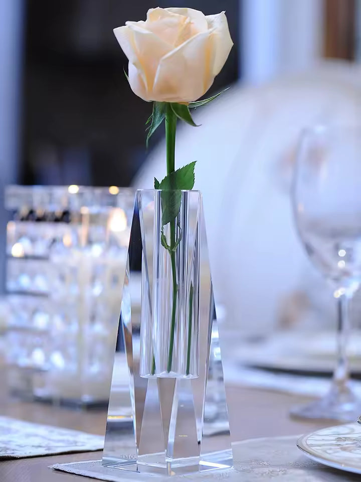 European Crystal Glass Vase Small Candle Holder Table Ornaments Weddings Living Room Home Decoration Accessories
