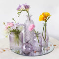 Romantic Purple Triangular Relief Glass Vase Hydroponic Systems Retro Flower Bottle Ornament Home Decoration Accessories