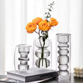 Modern Glass Vase Grey Hydroponic Flower Bottle Geometry Vase Planter Desktop Decoration Ornament Home Decor Accessories