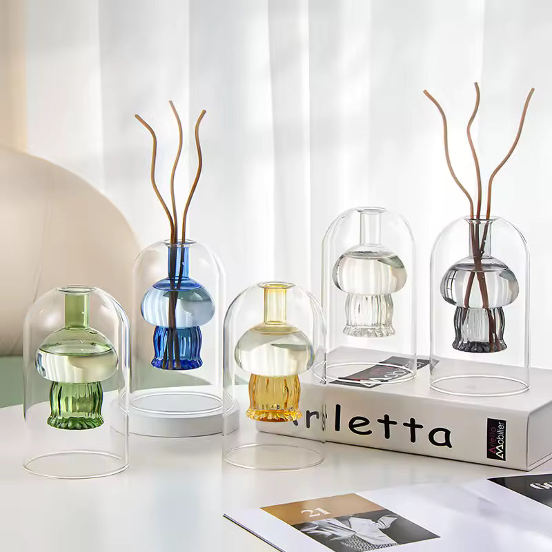 Jellyfish Shape Glass Vase Colorful Flower Bottle Terrarium Hydroponic Systems Modern Home Decoration Accessories
