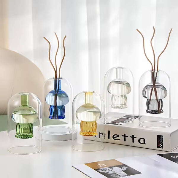Jellyfish Shape Glass Vase Colorful Flower Bottle Terrarium Hydroponic Systems Modern Home Decoration Accessories