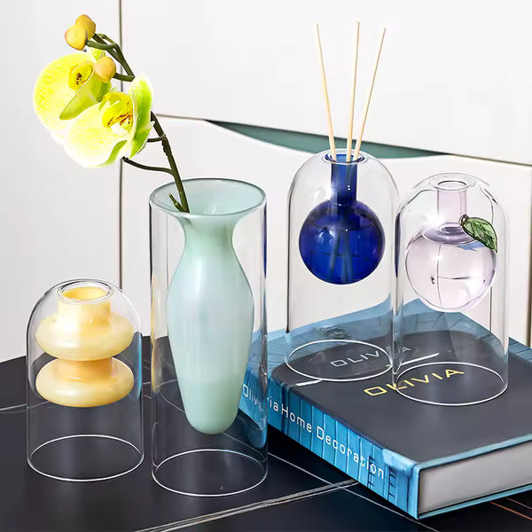 Creative Glass Vase Colorful High Borosilicate Glass Flower Bottle Terrarium Hydroponic Systems Home Decoration Accessories