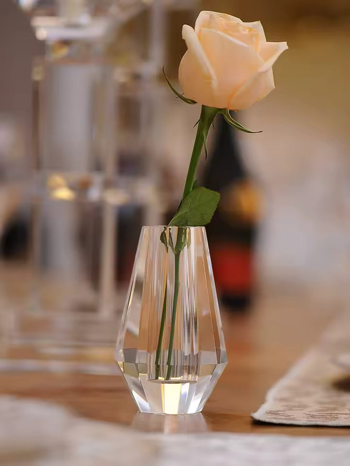 Mini Crystal Glass Vase Ornaments Creative Personality Flower Vases Wedding Living Room Home Decoration Accessories