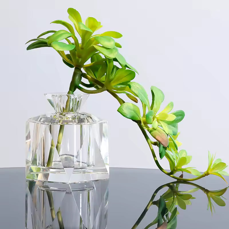 Light Luxury Crystal Glass Vase Transparent Dried Flowers Bottle Clear Vases Modern Home Decoration Accessory