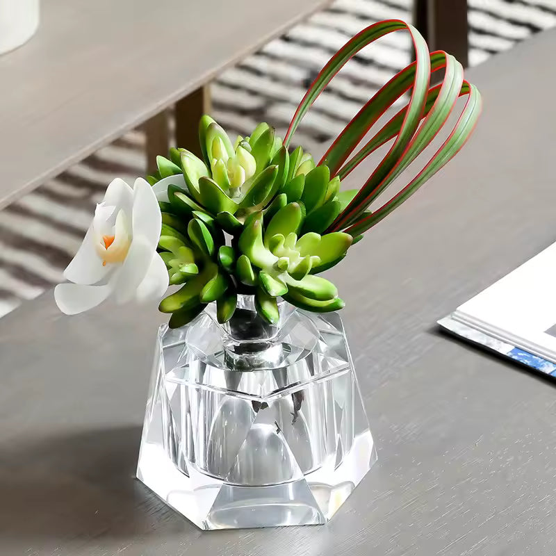 Light Luxury Crystal Glass Vase Transparent Dried Flowers Bottle Clear Vases Modern Home Decoration Accessory