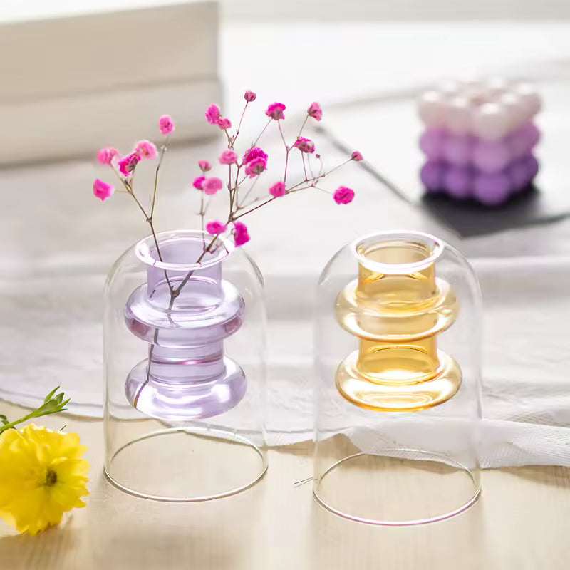 Creative Glass Vase Desktop Decoration Colorful Gradient Flower Bottle Modern Home Decor Accessories