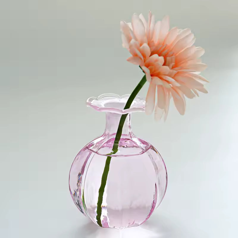 Pink Glass Vase Hydroponic Systems Flower Bottle Terrarium Decoracion Hogar Moderno Wedding Home Decoration
