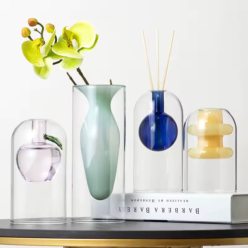 Creative Glass Vase Colorful High Borosilicate Glass Flower Bottle Terrarium Hydroponic Systems Home Decoration Accessories