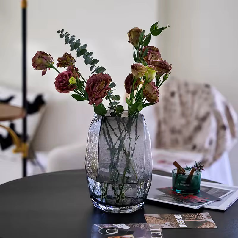 Light Luxury Glass Vase Irregular Geometric Design Hydroponic Fresh Flowers Pot Terrarium Home Decoration Accessories