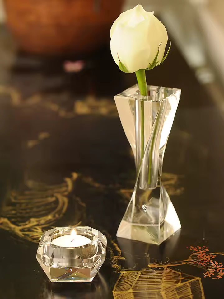 Crystal Small Flower Vase Ornaments Twisted Column Clear Glass Vases Table Decor Wedding Living Room Home Decoration Accessories