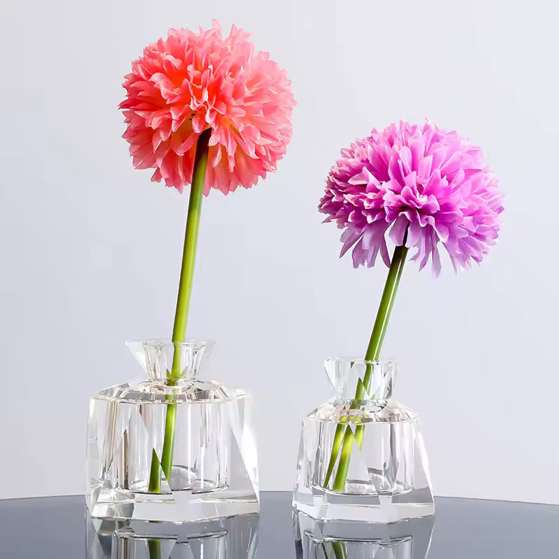 Light Luxury Crystal Glass Vase Transparent Dried Flowers Bottle Clear Vases Modern Home Decoration Accessory