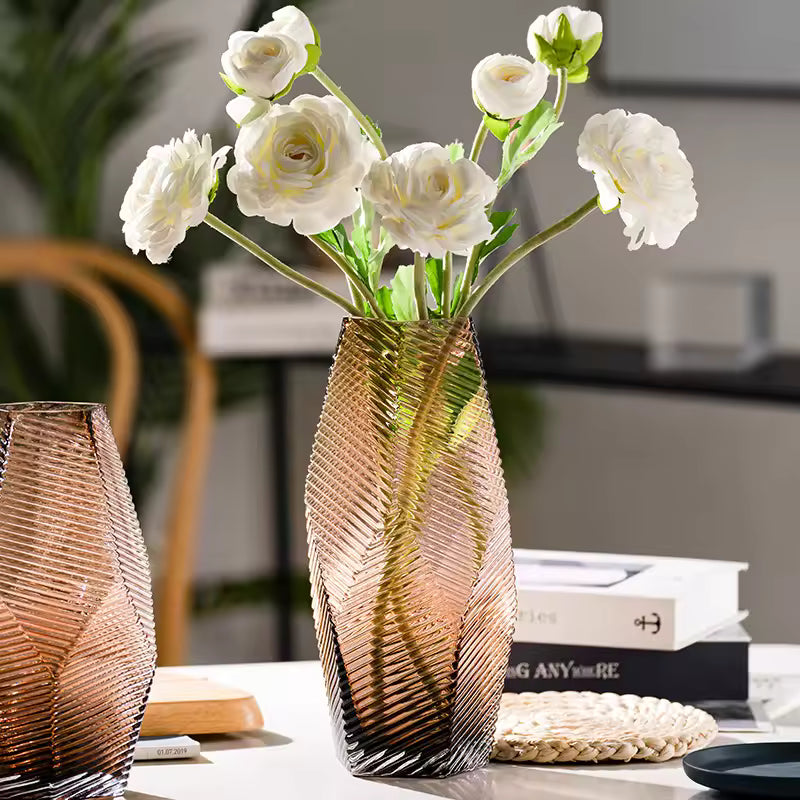 Creative Coffee Colored Glass Vase Fresh Flowers Pot Hydroponic Systems Terrarium Home Decoration Accessories