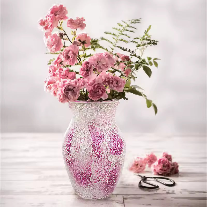 European Colorful Bohemian Mosaic Glass Vase Hydroponic Systems Flower Pot Wedding Living Room Home Decoration Accessories