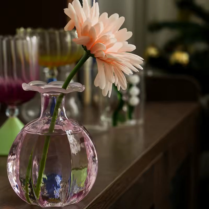 Pink Glass Vase Hydroponic Systems Flower Bottle Terrarium Decoracion Hogar Moderno Wedding Home Decoration