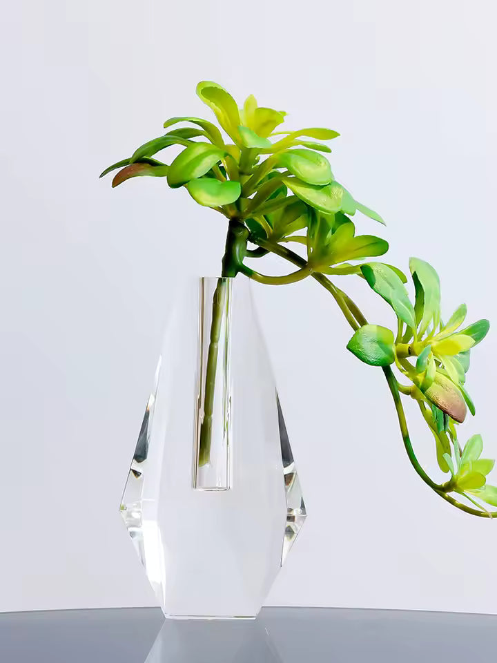 Modern Simple Crystal Glass Vase Transparent Flowers Bottle Tabletop Ornaments Living Room Home Decor Accessories