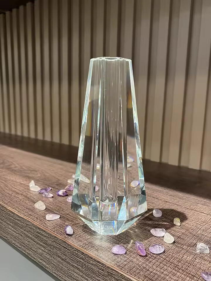 Glass Crystal Small Vase Decoration Advanced Dining Table Mini Transparent Flower Bottle Wedding Home Decor Accessories