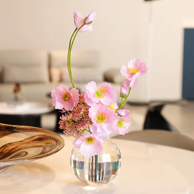 European Crystal Glass Vase Luxury Faceted Sphere Transparent Small Vases Hydroponic Systems Modern Home Decoration Accessory