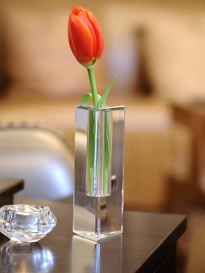 Creative Personalized Crystal Glass Vase Ornaments Flower Vases for Weddings Living Room Home Decoration Accessories