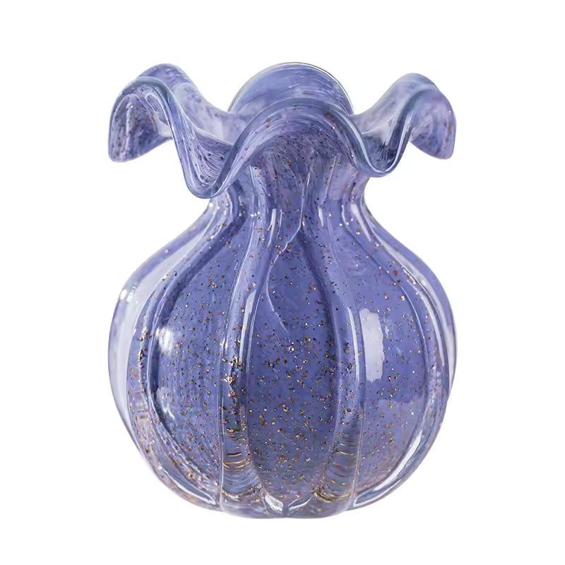 Colored Glaze Vase European Minimalist Floral Edge Glass Hydroponic Fresh Flowers Pot Home Decoration Accessories