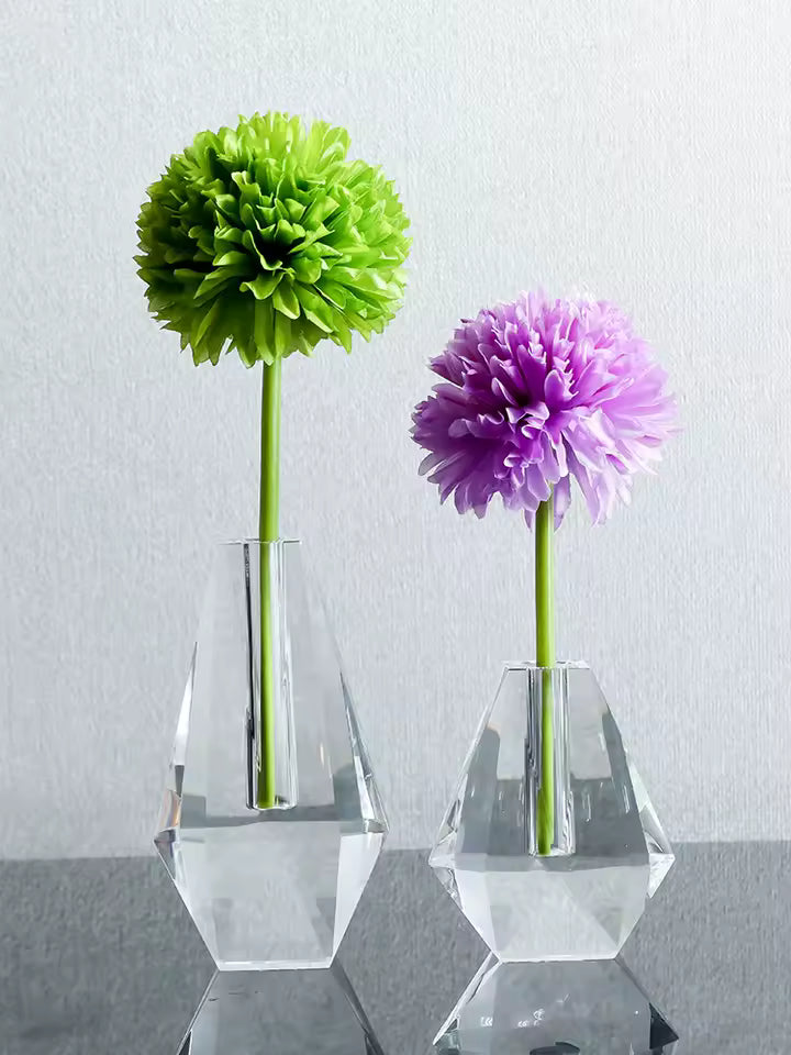 Modern Simple Crystal Glass Vase Transparent Flowers Bottle Tabletop Ornaments Living Room Home Decor Accessories