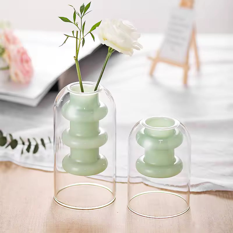 Creative Glass Vase Desktop Decoration Colorful Gradient Flower Bottle Modern Home Decor Accessories
