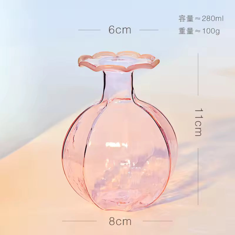 Pink Glass Vase Hydroponic Systems Flower Bottle Terrarium Decoracion Hogar Moderno Wedding Home Decoration