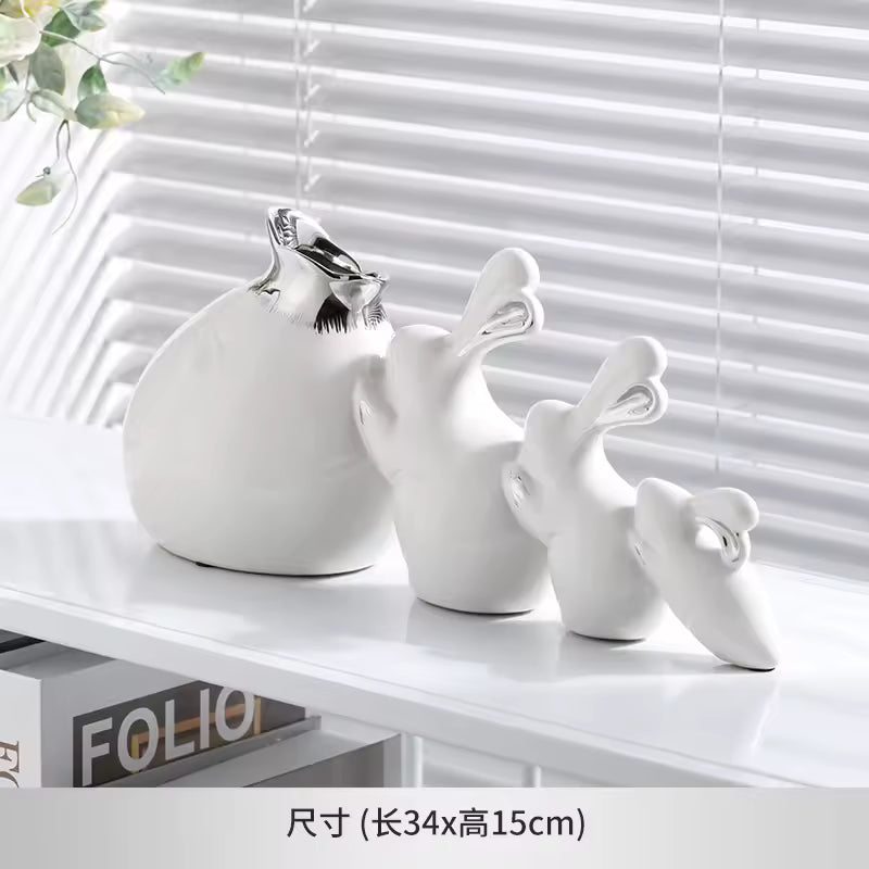 Modern Ceramic Rabbit Vase Ornament Nordic Decor Vases for Flowers Living Room Wedding Centerpieces Home Decoration