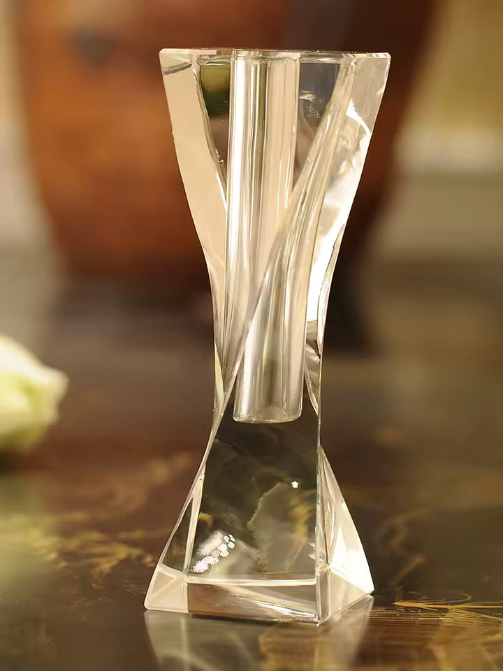 Crystal Small Flower Vase Ornaments Twisted Column Clear Glass Vases Table Decor Wedding Living Room Home Decoration Accessories
