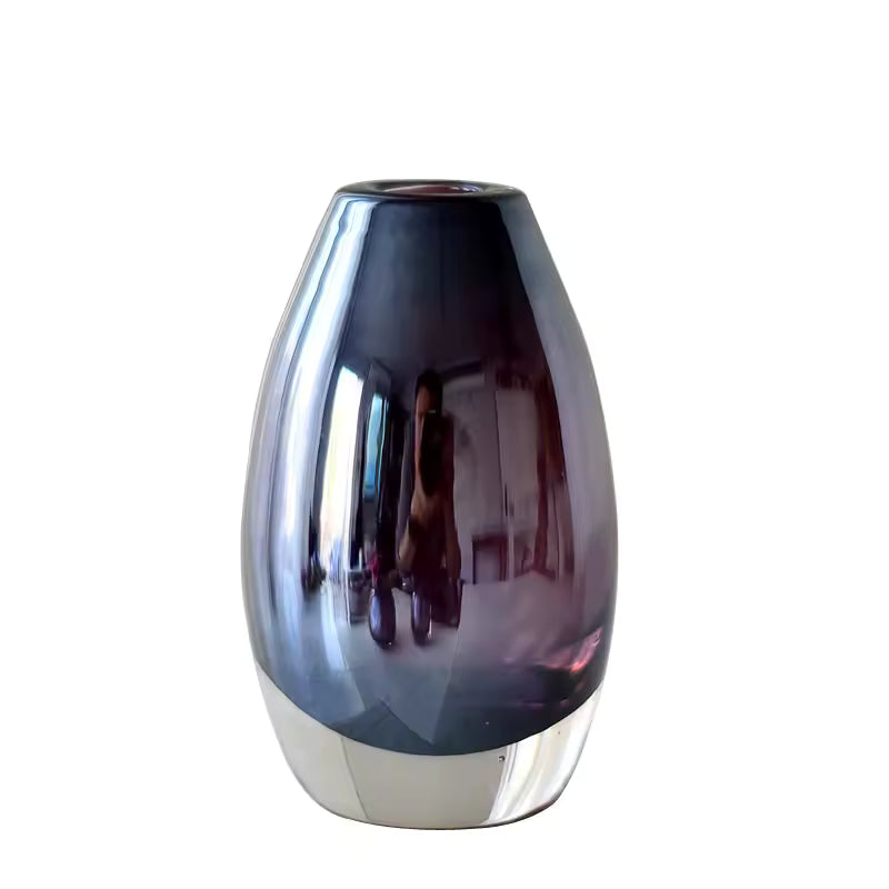 European Purple Glass Vase Mini Flower Vases Hydroponic Systems Home Decoration Accessories