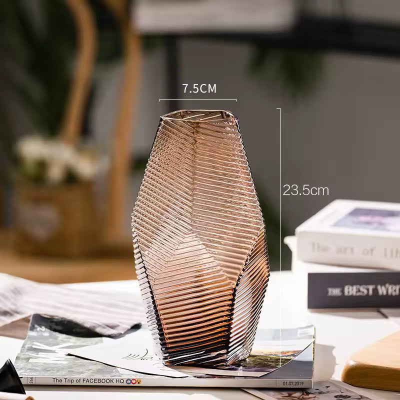 Creative Coffee Colored Glass Vase Fresh Flowers Pot Hydroponic Systems Terrarium Home Decoration Accessories