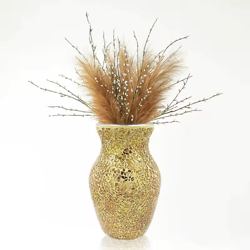European Colorful Bohemian Mosaic Glass Vase Hydroponic Systems Flower Pot Wedding Living Room Home Decoration Accessories