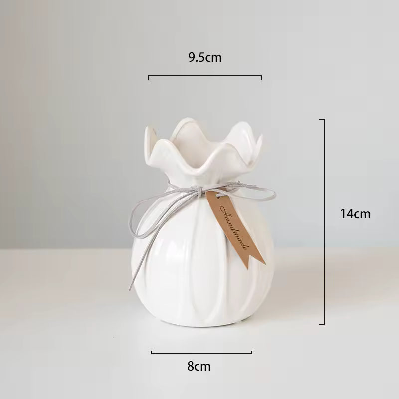 French Cream Style Ceramic Vase Ornament Hydroponic Fresh Flowers Terrarium Living Room Wedding Home Decoration Accessories