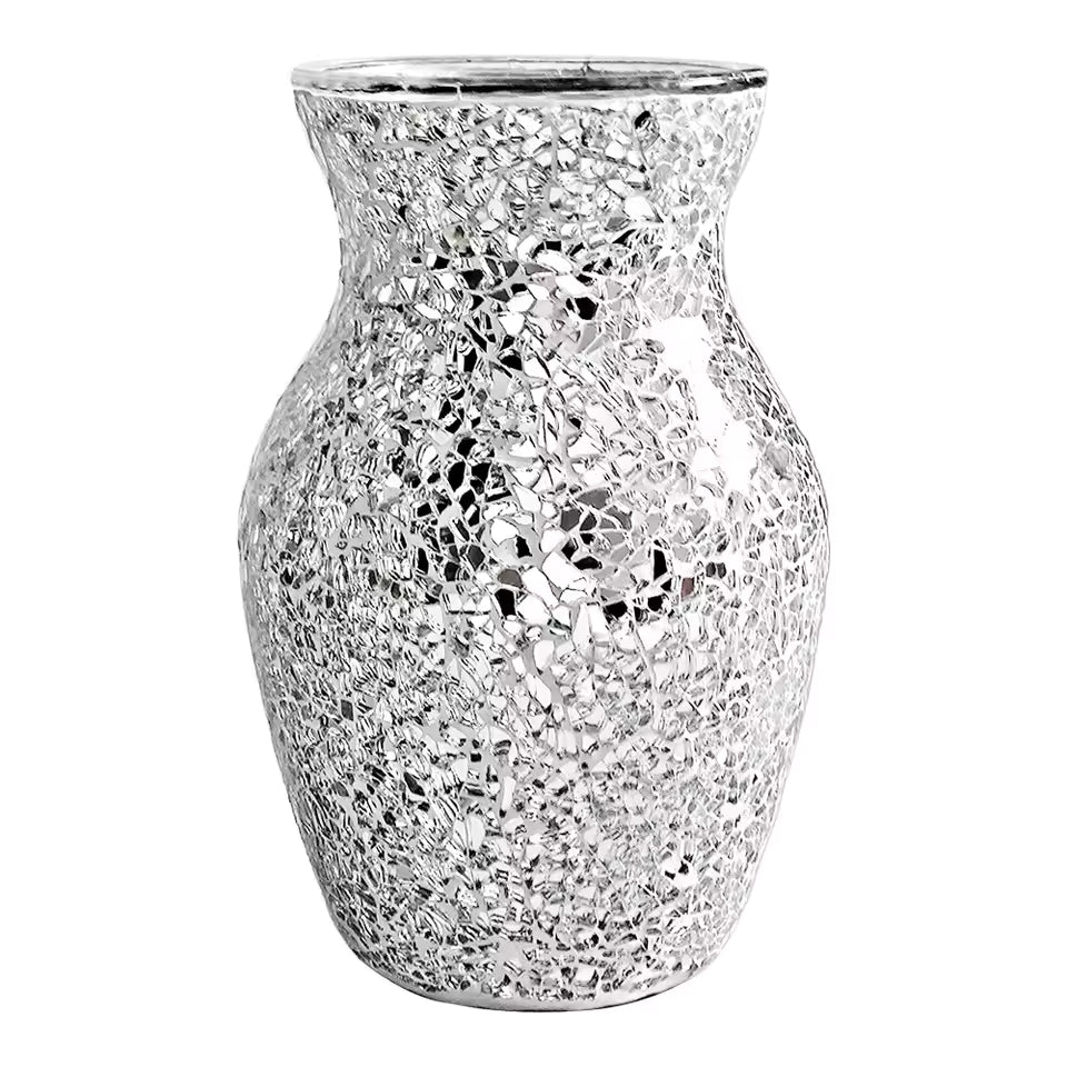 European Colorful Bohemian Mosaic Glass Vase Hydroponic Systems Flower Pot Wedding Living Room Home Decoration Accessories