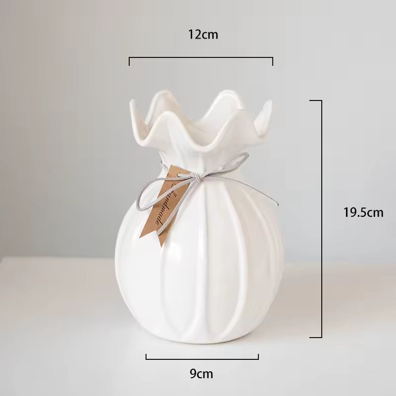 French Cream Style Ceramic Vase Ornament Hydroponic Fresh Flowers Terrarium Living Room Wedding Home Decoration Accessories