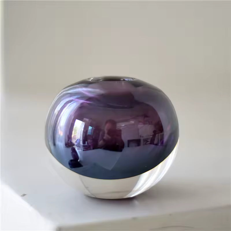European Purple Glass Vase Mini Flower Vases Hydroponic Systems Home Decoration Accessories