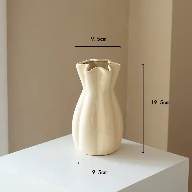 Nordic Cream Style Ceramic Vase Hydroponic Systems Fresh Flowers Pot Terrarium Home Decoration Accessories