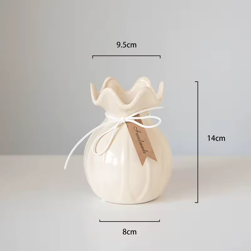 French Cream Style Ceramic Vase Ornament Hydroponic Fresh Flowers Terrarium Living Room Wedding Home Decoration Accessories