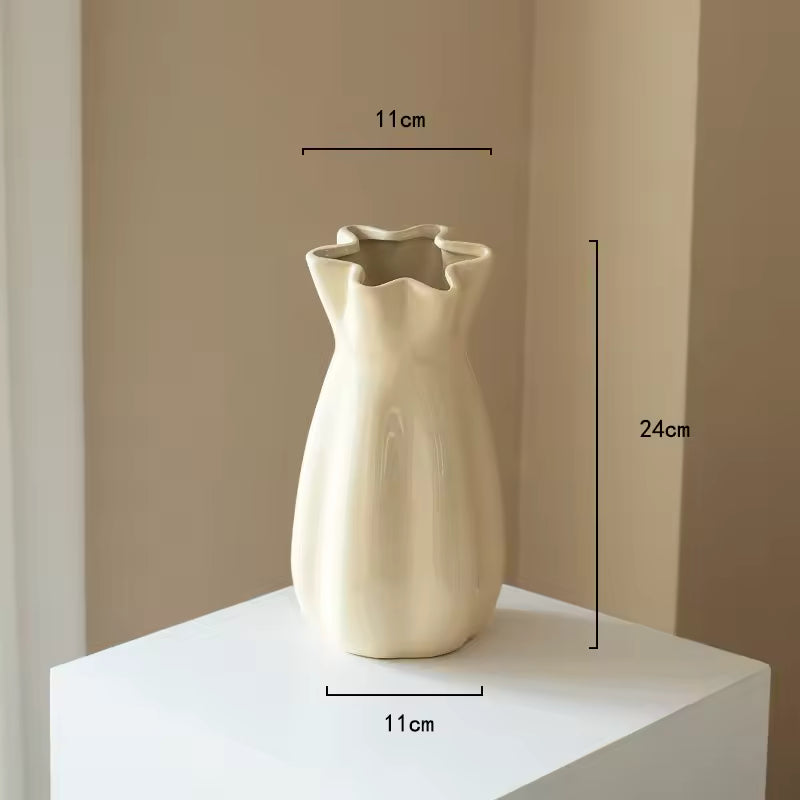 Nordic Cream Style Ceramic Vase Hydroponic Systems Fresh Flowers Pot Terrarium Home Decoration Accessories