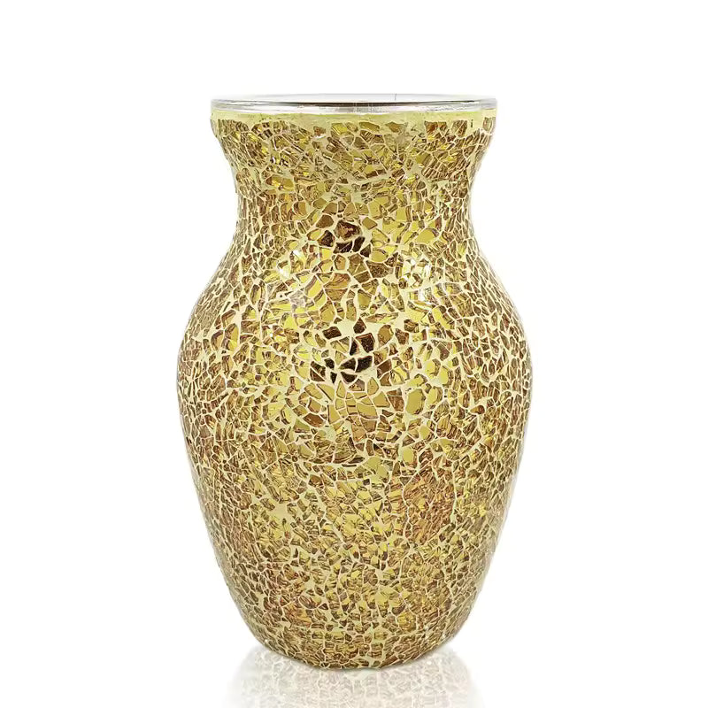 European Colorful Bohemian Mosaic Glass Vase Hydroponic Systems Flower Pot Wedding Living Room Home Decoration Accessories