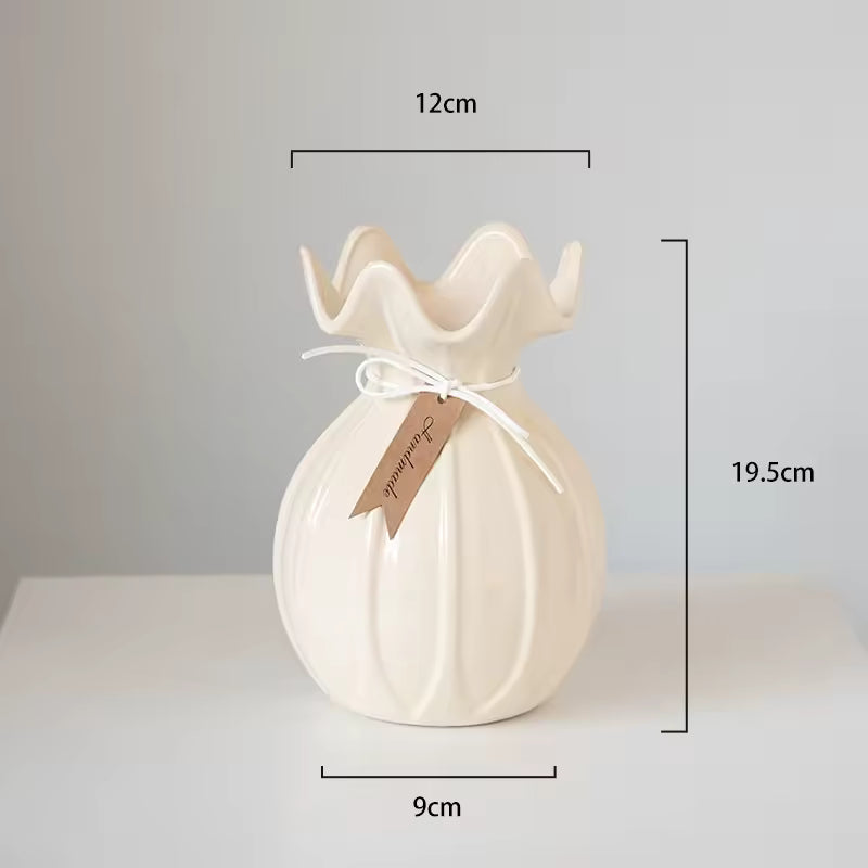 French Cream Style Ceramic Vase Ornament Hydroponic Fresh Flowers Terrarium Living Room Wedding Home Decoration Accessories